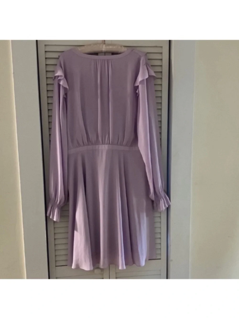 Gal Meets Glam Haley Lavender Purple Ruffled Long Sleeve Dress Size 18